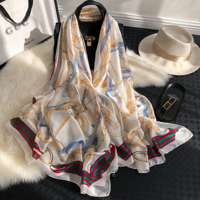 Scarves soft long print silk scarves lady shawl and wrap - The Well Being The Well Being style 49 Ludovick-TMB Scarves soft long print silk scarves lady shawl and wrap