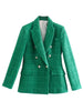 Traf Jacket Ornate Button Tweed Woolen Coats Female Casual Thick Green Blazers Blue Outerwear - The Well Being The Well Being GR / S Ludovick-TMB Traf Jacket Ornate Button Tweed Woolen Coats Female Casual Thick Green Blazers Blue Outerwear