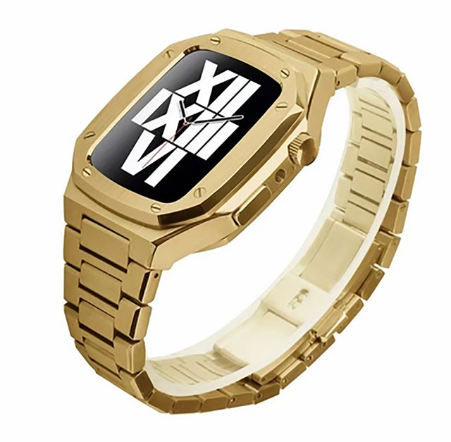 Stainless Steel Case and Band Combo for Apple Watch Series 7/6/5/4/3/SE - Quick Installation, Waterproof, and Adjustable - Classic Design for Any Occasion - Compatible with 41mm/44mm/45mm - The Well Being The Well Being Gold A / UK / For iwatch 40MM Ludovick-TMB Stainless Steel Case and Band Combo for Apple Watch Series 7/6/5/4/3/SE - Quick Installation, Waterproof, and Adjustable - Classic Design for Any Occasion - Compatible with 41mm/44mm/45mm