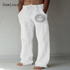 Linen Pants Drawstring Loose Trouser - The Well Being The Well Being M / White 2 Ludovick-TMB Linen Pants Drawstring Loose Trouser