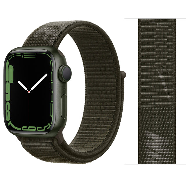 Nylon Loop Strap Band For Apple Watch - The Well Being The Well Being UK / new Army Khaki / 38mm-40mm-41mm Ludovick-TMB Nylon Loop Strap Band For Apple Watch