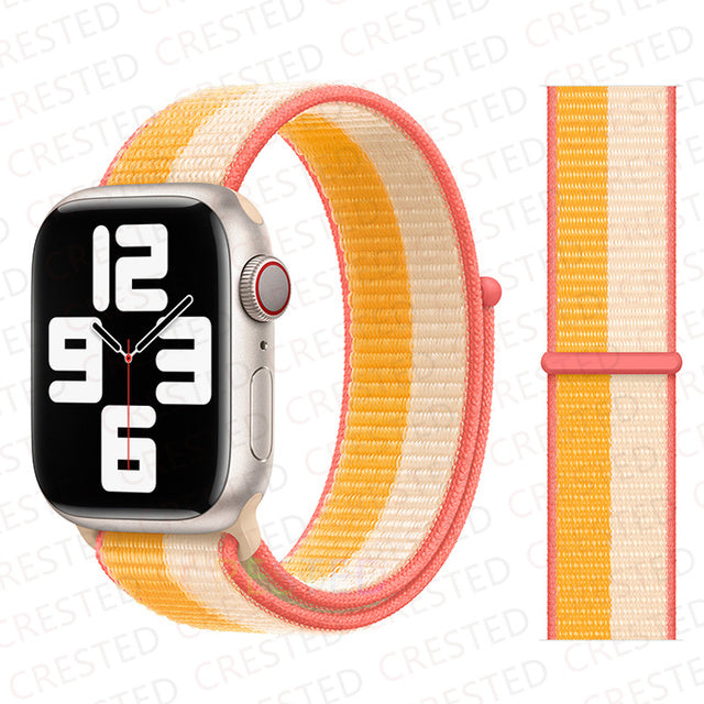 Nylon Loop Strap Band For Apple Watch - The Well Being The Well Being UK / Maize-White / 42mm-44mm-45mm Ludovick-TMB Nylon Loop Strap Band For Apple Watch