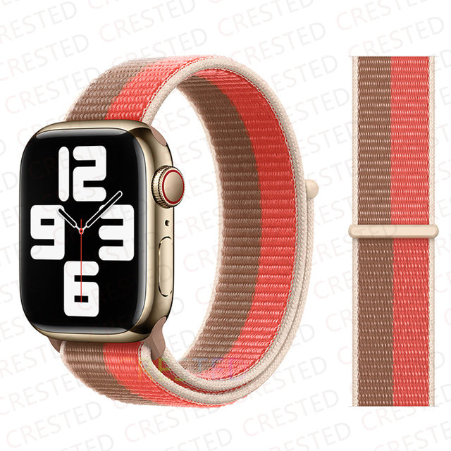 Nylon Loop Strap Band For Apple Watch - The Well Being The Well Being UK / Pink Pomelo-Tan / 38mm-40mm-41mm Ludovick-TMB Nylon Loop Strap Band For Apple Watch