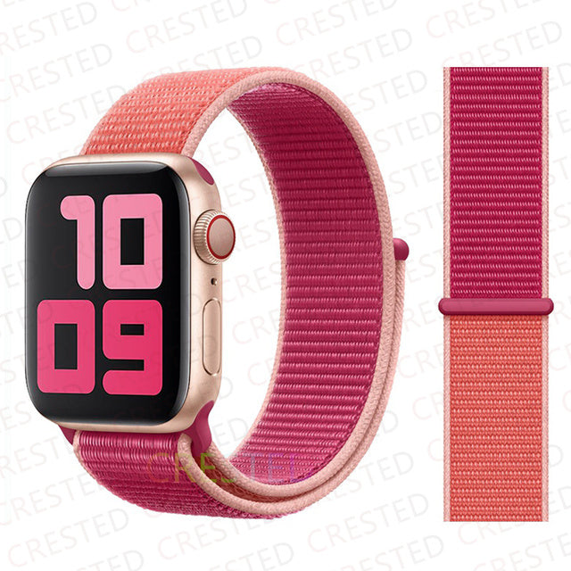 Nylon Loop Strap Band For Apple Watch - The Well Being The Well Being UK / 42 Pomegranate / 42mm-44mm-45mm Ludovick-TMB Nylon Loop Strap Band For Apple Watch