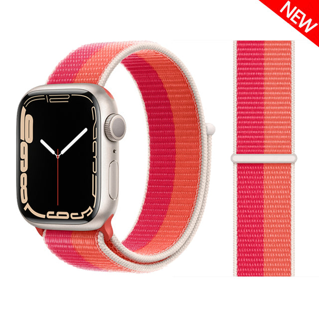 Nylon Loop Strap Band For Apple Watch - The Well Being The Well Being UK / Nectarine Peony / 42mm-44mm-45mm Ludovick-TMB Nylon Loop Strap Band For Apple Watch