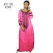 soft material african lady design embroidery design long dress - The Well Being The Well Being Pink / XXL Ludovick-TMB soft material african lady design embroidery design long dress